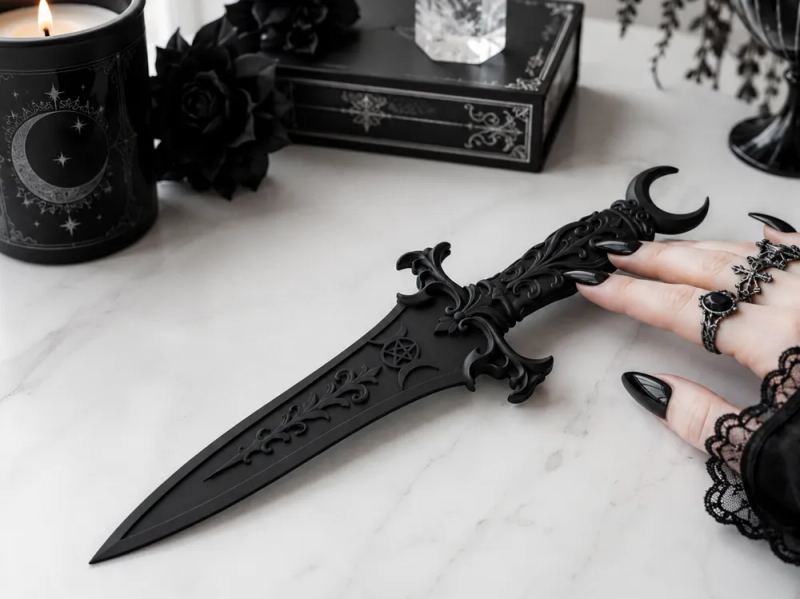 Athame Lua Negra Decorativo Gótico